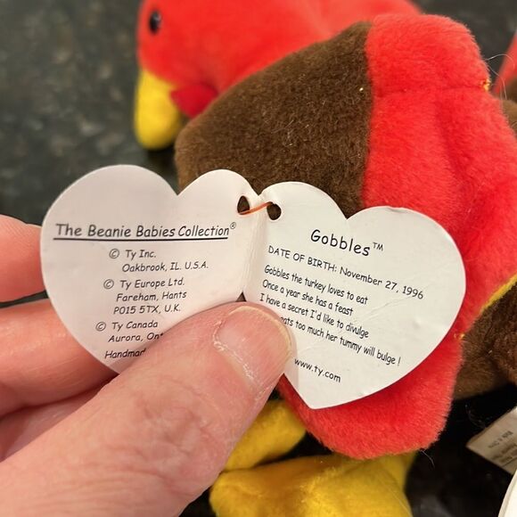 Ty Beanie Babies "Gobbles" the Turkey/Vintage Holiday Decor - Picture 9 of 10